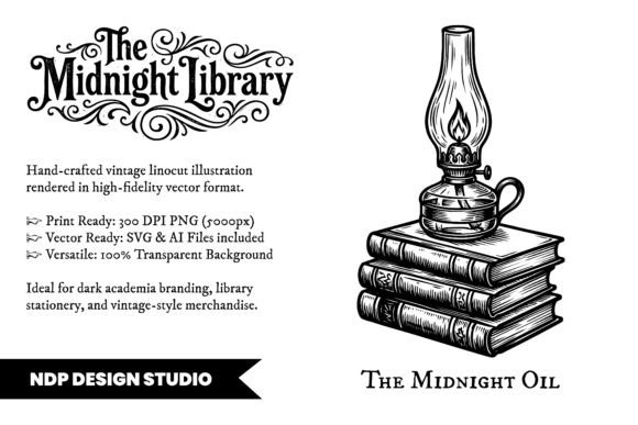 Download Vintage Linocut Lamp Dark Academia SVG - Dark Collection