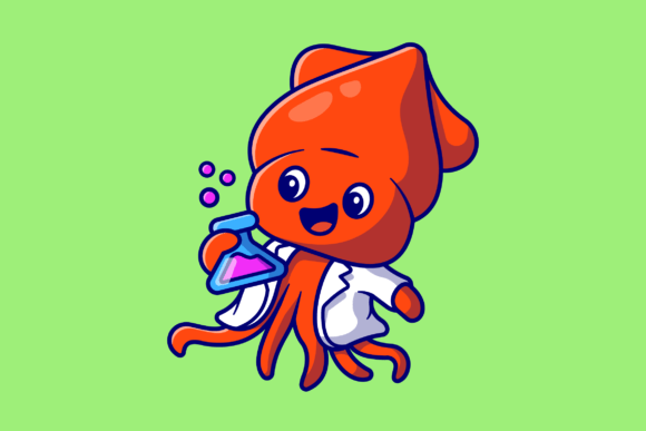 Download Cute Squid Scientist Holding Tube - Tube Collection