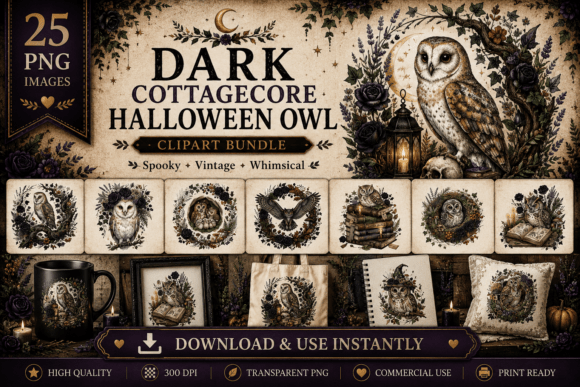 Download Dark Cottagecore Owl Clipart - Dark Collection