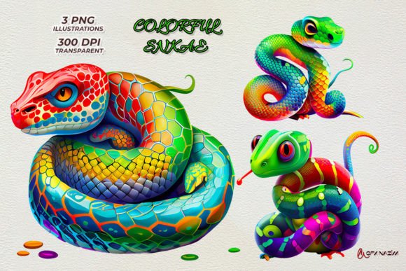 Download Colorful Snake Sublimation Clipart - Colorful Collection