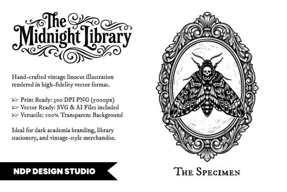 Download Vintage Linocut Moth Dark Academia SVG - Dark Collection