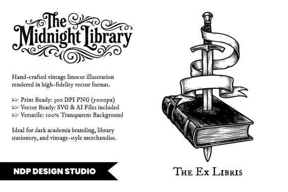 Download Vintage Linocut Book Dark Academia SVG - Dark Collection