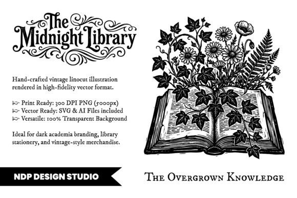 Download Vintage Linocut Book Dark Academia SVG - Dark Collection