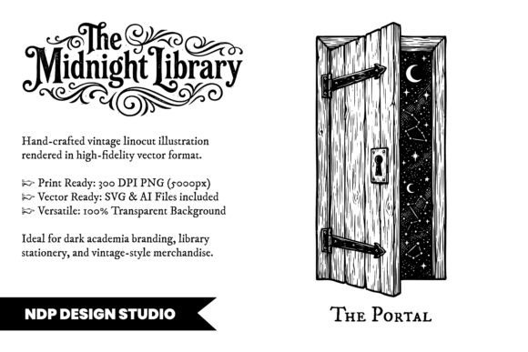 Download Vintage Linocut Door Dark Academia SVG - Dark Collection