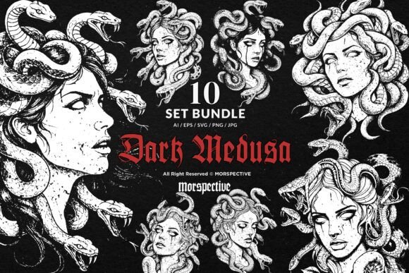 Download 10 Bundle Dark Art Medusa Women Snake - Dark Collection