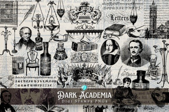 Download Dark Academia Digi Stamps PNG Clipart - Dark Collection
