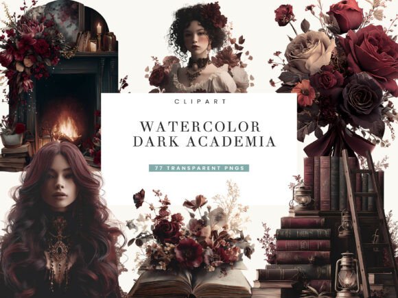 Download Watercolor Dark Academia Clipart - Dark Collection