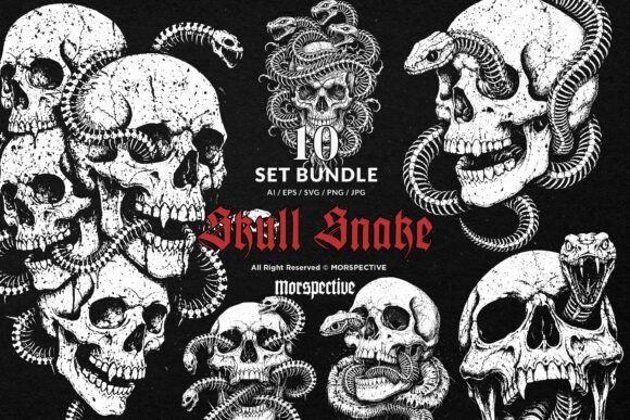 Download 10 Bundle Dark Art Skull Snake Bone - Dark Collection